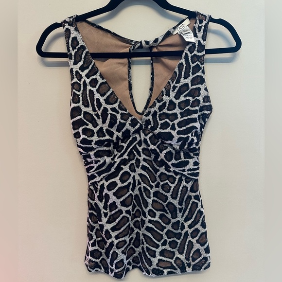 Cache XS Metallic Animal Print Patterned Tank Top Y2K Style - Picture 1 of 7